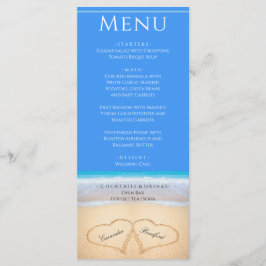 Twee harten op het Beach Wedding Bright Blue-menu Menu