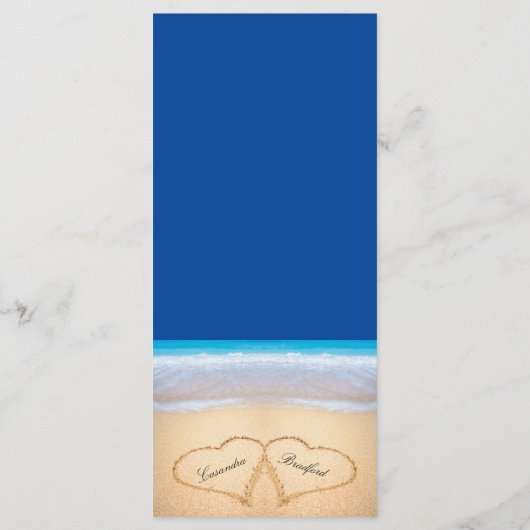 Twee harten op het Bruiloftsstrand Donkerblauw Men Menu (Achterkant)