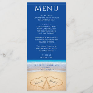 Twee harten op het Bruiloftsstrand Donkerblauw Men Menu