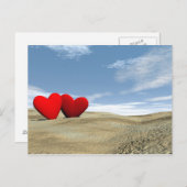 Twee harten op het strand - 3D rendering Briefkaart (Voorkant / Achterkant)