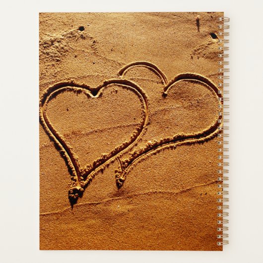 Twee harten op het zandstrand Weddenschap Planner (Achterkant)