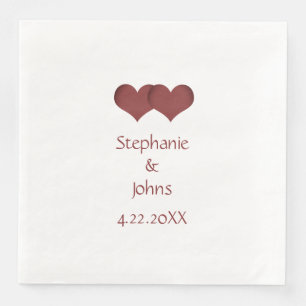 Twee harten paar bruid bruidegom aangepaste naam b servet