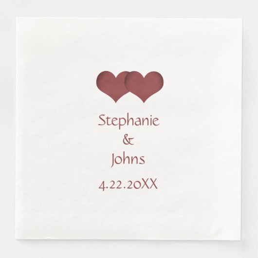Twee harten paar bruid bruidegom aangepaste naam b servet (Voorkant)