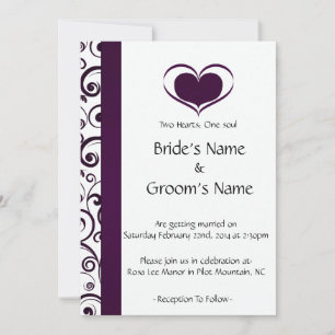 Twee harten Paarse Floral Wedding Kaart