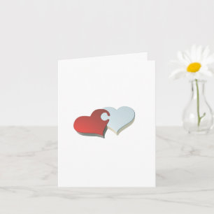 Twee harten puzzelstuk kaart