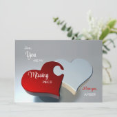 Twee harten Puzzle Piecks Valentijnsdag Card Feestdagenkaart (Staand voorkant)