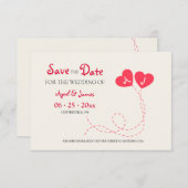 Twee harten redden de aankondiging van de datum (Voorkant / Achterkant)