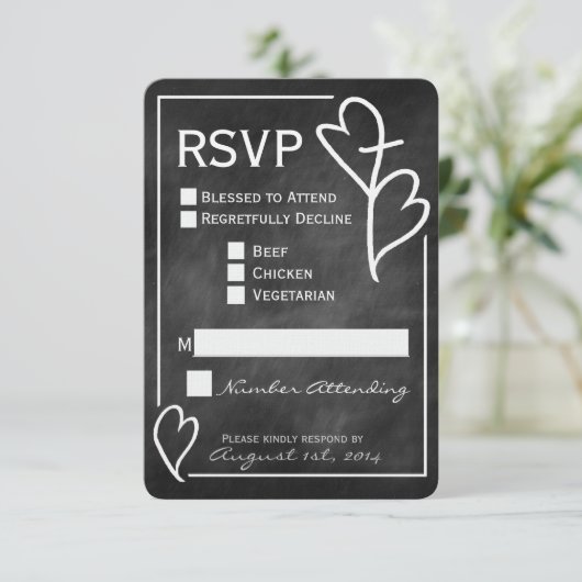 Twee harten Religieuze bruiloft RSVP-kaart RSVP Kaartje (Staand voorkant)