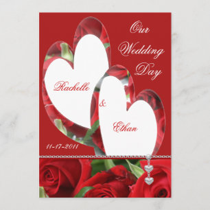 Twee harten rode rozenweddenschappen kaart
