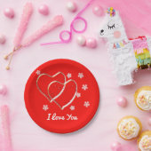 twee harten, romantische bruiloft. Gepersonaliseer Papieren Bordje (Feest)