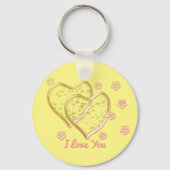 twee harten, romantische bruiloft. Gepersonaliseer Sleutelhanger (Voorkant)