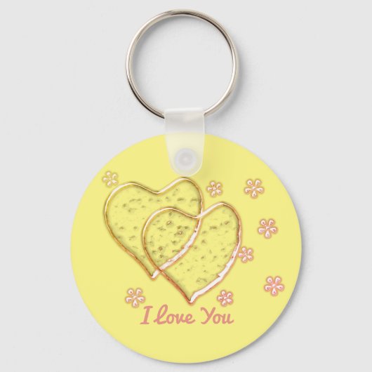 twee harten, romantische bruiloft. Gepersonaliseer Sleutelhanger (Voorkant)