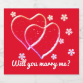 twee harten, romantische bruiloft. Gepersonaliseer Sparkling Wijnetiket (Enkel label)