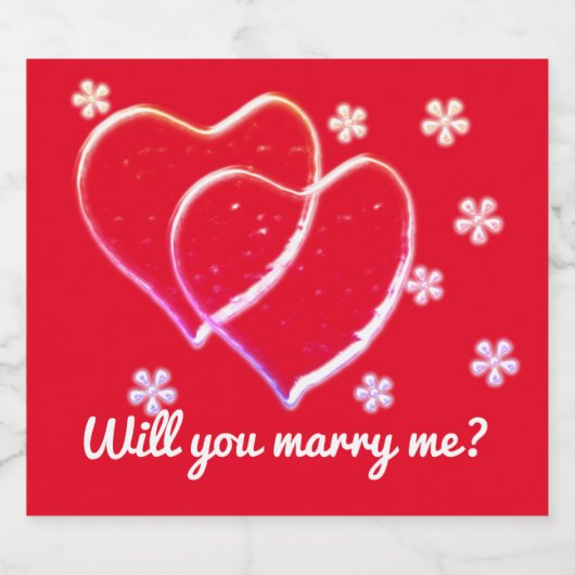 twee harten, romantische bruiloft. Gepersonaliseer Sparkling Wijnetiket (Enkel label)