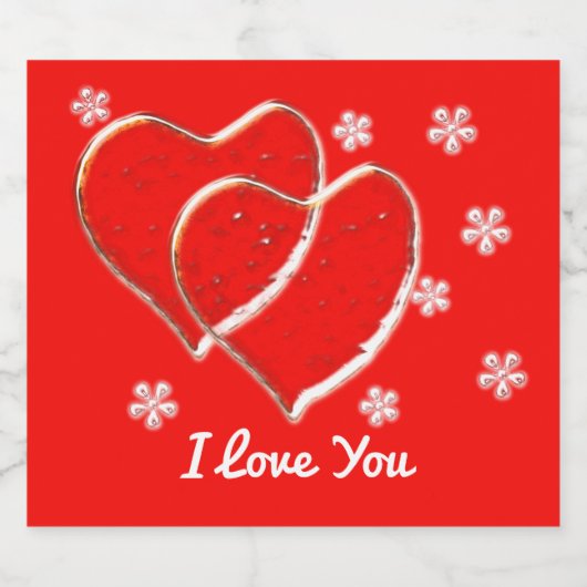 twee harten, romantische bruiloft. Gepersonaliseer Sparkling Wijnetiket (Enkel label)