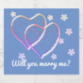 twee harten, romantische bruiloft. Gepersonaliseer Sparkling Wijnetiket (Enkel label)