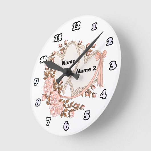 Twee harten ronde klok (Hoek)