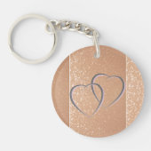Twee harten Roos Gold persoonlijk Sleutelhanger (Voorkant)