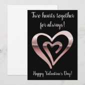 Twee harten roos gouden zwarte Valentijnsdag Feestdagenkaart (Voorkant / Achterkant)