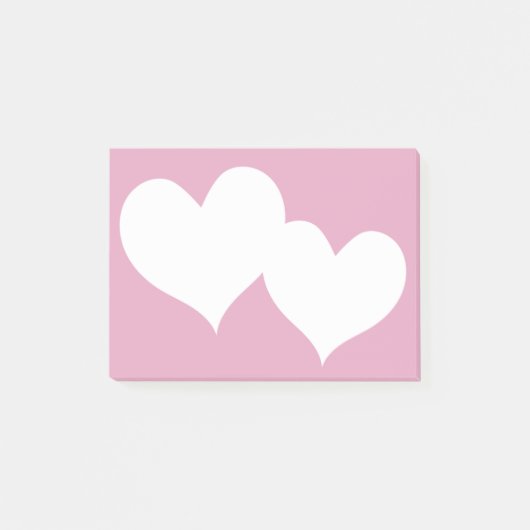 Twee harten roze noten post-it® notes (Voorkant)