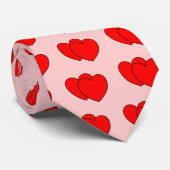 Twee harten roze Stropdas (Opgerold)