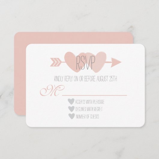 Twee harten RSVP (Voorkant / Achterkant)