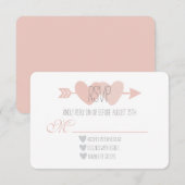 Twee harten RSVP Kaartje (Voorkant / Achterkant)