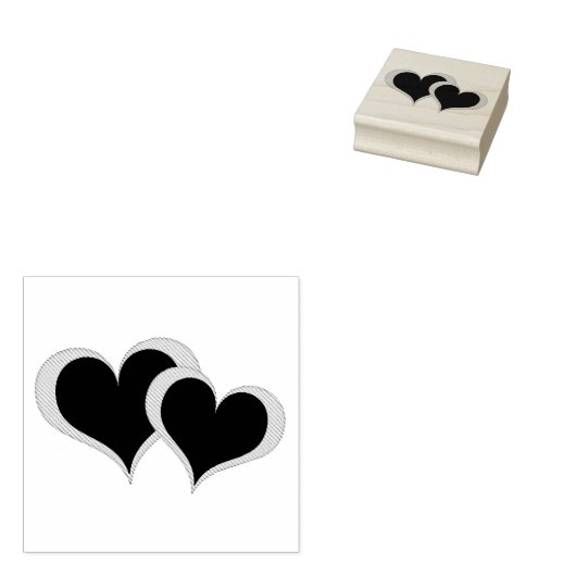 Twee harten rubberstempel (Gestempeld)