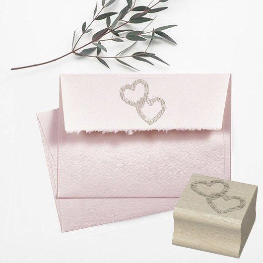 Twee harten rubberstempel