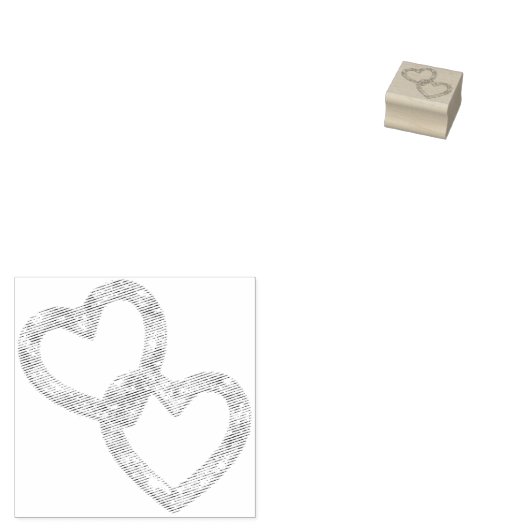 Twee harten rubberstempel (Gestempeld)