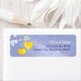 Twee harten Rustic Blue Wedding Return-adres Etiket