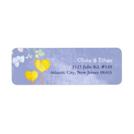 Twee harten Rustic Blue Wedding Return-adres Etiket