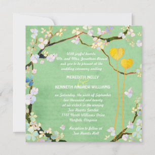 Twee harten Rustic Pistachio Green Wedding Kaart
