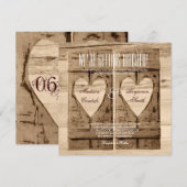 Twee harten Rustic Wood Shutters Weddenschap Kaart (Voorkant / Achterkant)