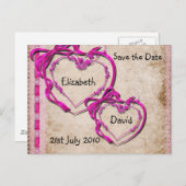 Twee harten samen aankondigingskaart (Voorkant / Achterkant)