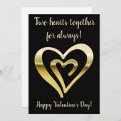 Twee harten samen metaalgoud Valentijnsdag Feestdagenkaart (Voorkant / Achterkant)