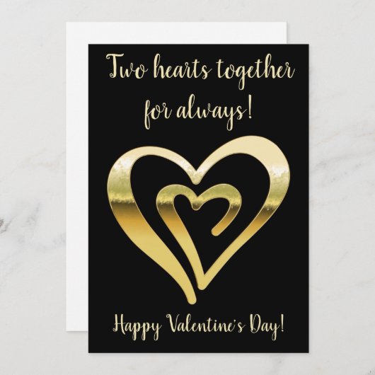 Twee harten samen metaalgoud Valentijnsdag Feestdagenkaart (Voorkant / Achterkant)
