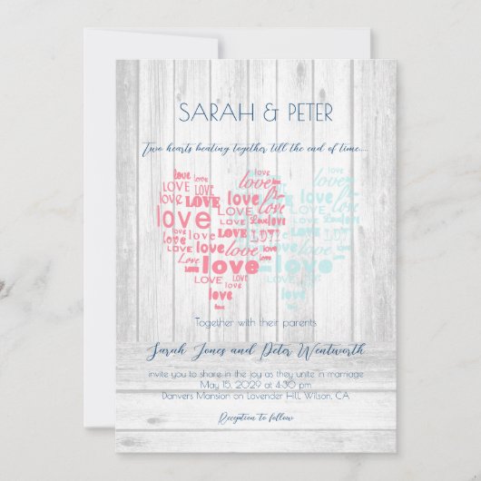 Twee harten samen slaan/Sweet Rustic Wedding Kaart (Voorkant)