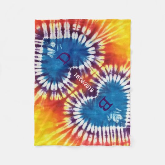 Twee harten samen Tie Dye Wedding Persoonlijk Fleece Deken (Voorkant)