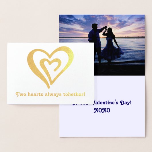 Twee harten samen Valentijnsdag Folie Kaarten (Display)