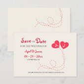 Twee harten Save the Date Aankondiging (Voorkant / Achterkant)