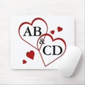 Twee harten Sjabloon Mousepad Muismat (Met muis)