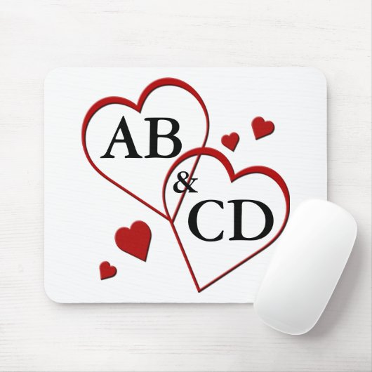 Twee harten Sjabloon Mousepad Muismat (Met muis)