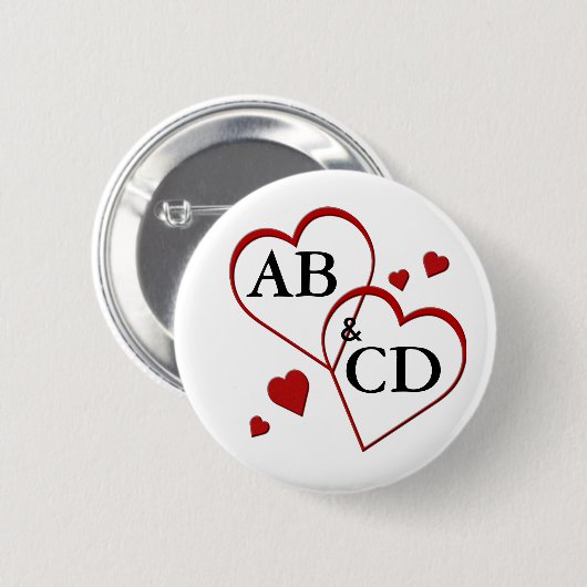 Twee harten Sjabloon pinachter Button (Voorkant /achterkant)
