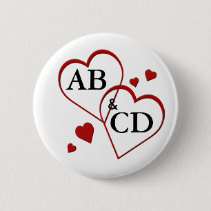 Twee harten Sjabloon pinachter Button