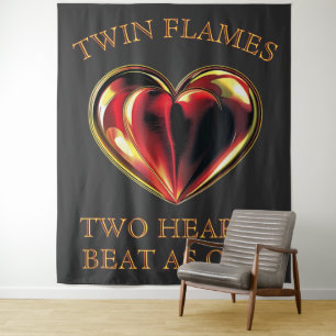 Twee harten slaan als één Tweelingvlammen Soulmate Wandkleed