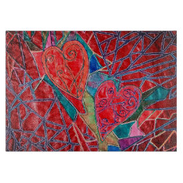 Twee harten snijplank