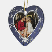 Twee harten Snowflake Lijst Keramisch Ornament (Links)