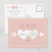 Twee harten sparen het datum Briefkaart (Voorkant / Achterkant)