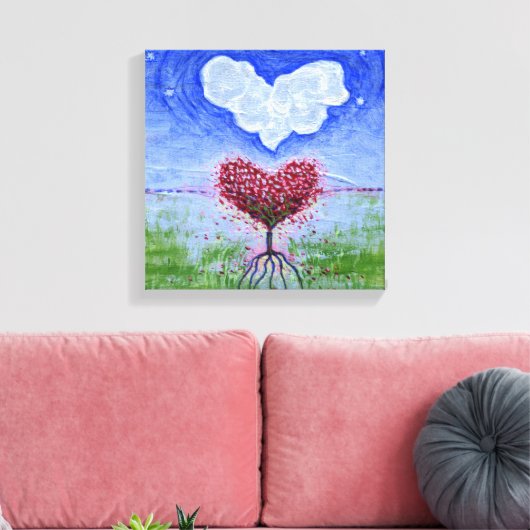 Twee harten surrealistische kunst canvas afdruk (Insitu (Woonkamer))